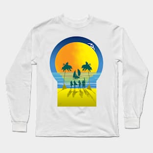 Beach Skull Long Sleeve T-Shirt